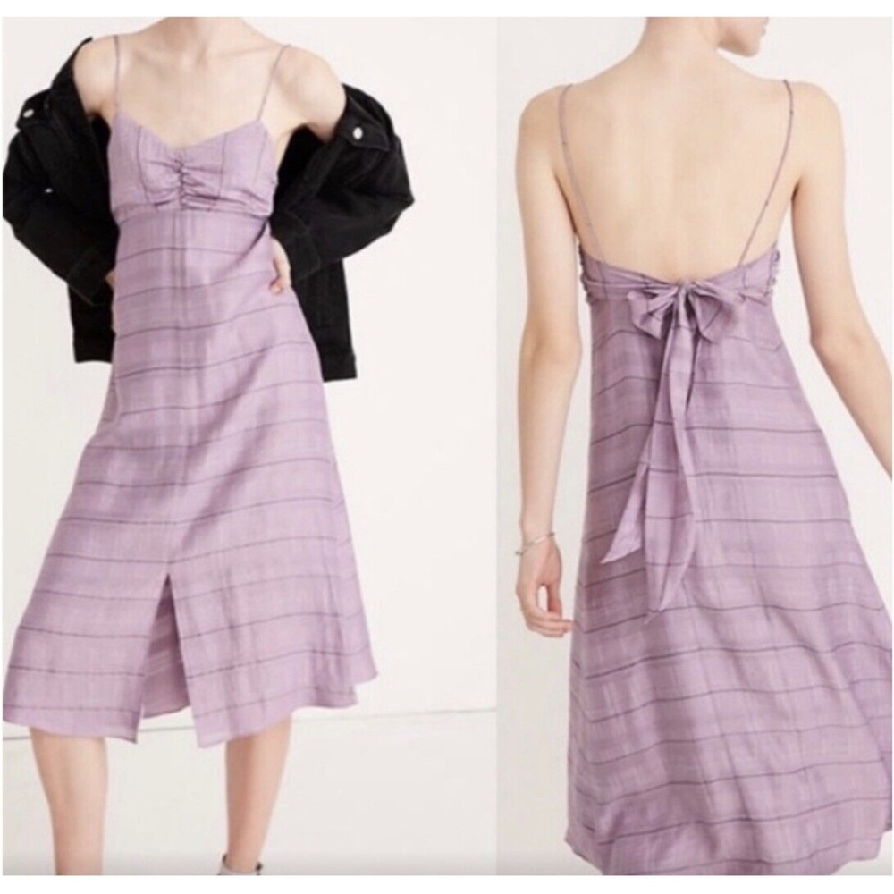 Madewell tie back cami dress in lavender viscose | size 4